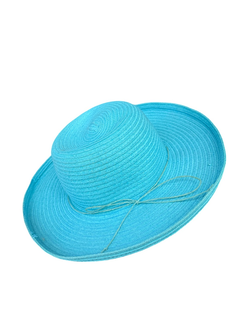 Turquoise Wide-Brim Sun Hat Straw Paper